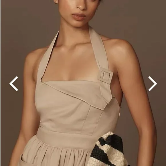 Anthropologie Porridge Halter Utility Midi Dress, Size Small - Picture 3 of 7